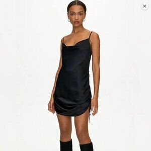 Aritzia Wilfred 'Only Ruched' Silky Slip Dress Size Small Black